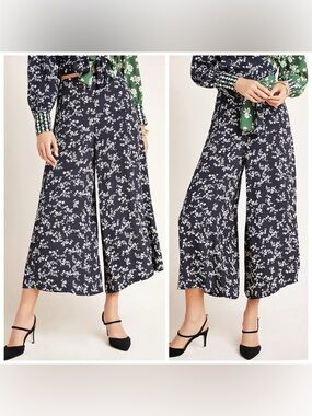Kachel x Anthropologie Haven Ditsy Floral Wide-Leg Cropped Culotte Pants Size 12